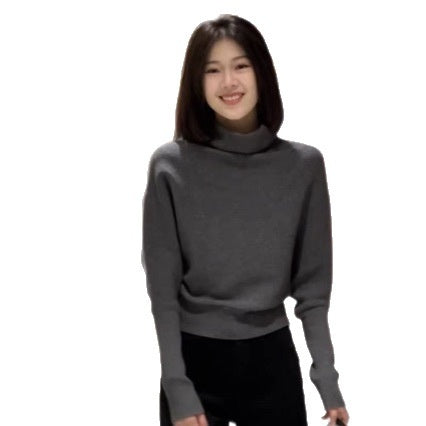 French Semi-high Neck Women's Thick Lazy Style Inner Wear Knitted Sweater
