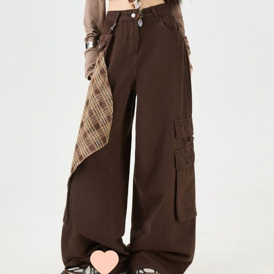 Retro Maillard Fart Curtain Work Jeans Women Autumn Loose