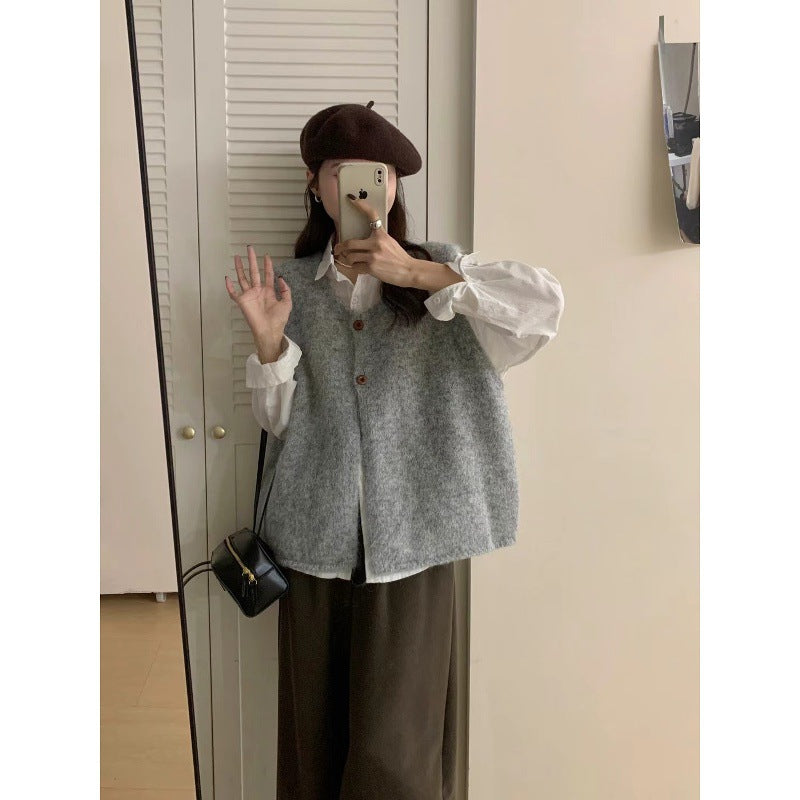 Minimalist Versatile Soft And Cozy Lazy-styled Sweater Vest Loose-fitting Layered Knit Vest