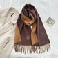 Thickened Double-sided Two-tone Wool Scarf Versatile Solid-color Tassel Shawl For Warmth And Style