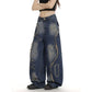 Women's High Waist Ripped Jeans Slim Fit Wide Leg Floor-Length Pants