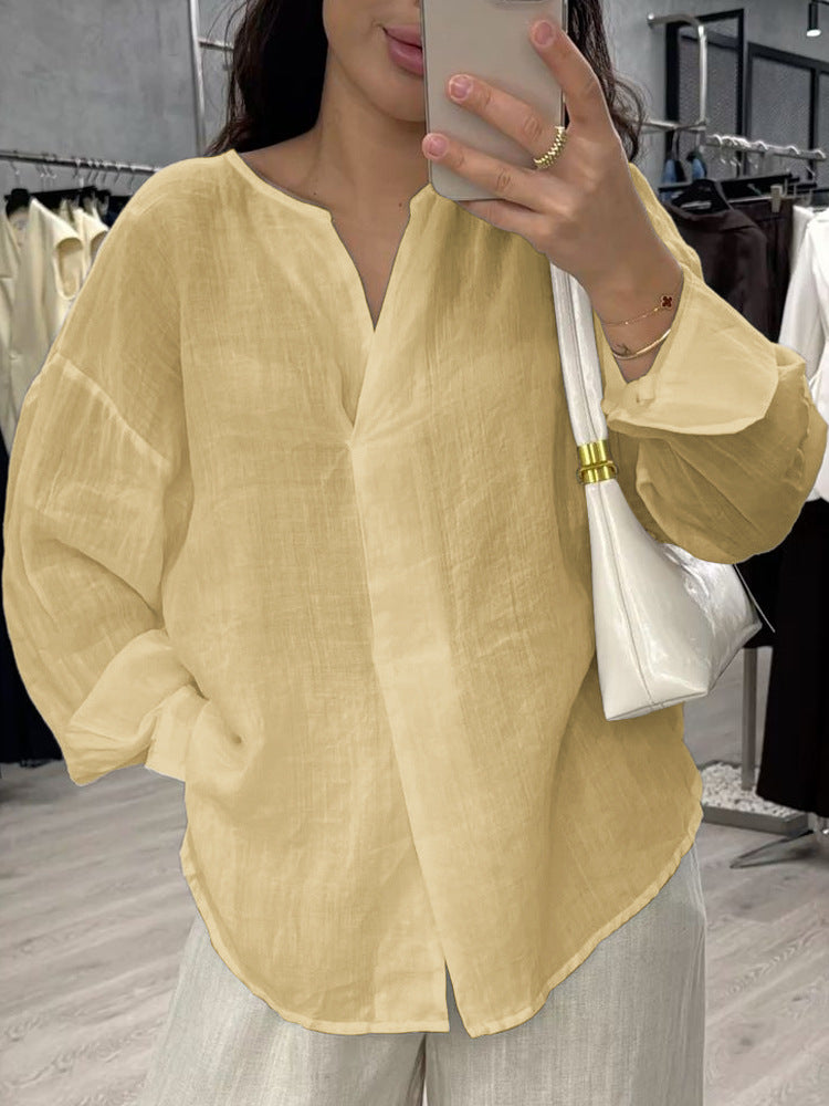 Casual Long Sleeve V-neck Regular Multicolor Women's Tops Blouse