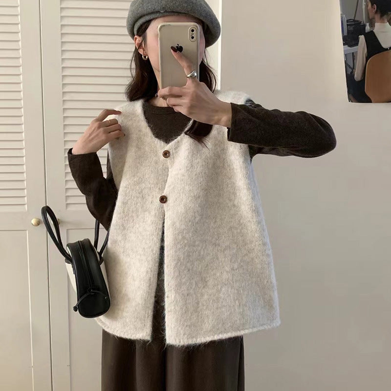 Minimalist Versatile Soft And Cozy Lazy-styled Sweater Vest Loose-fitting Layered Knit Vest