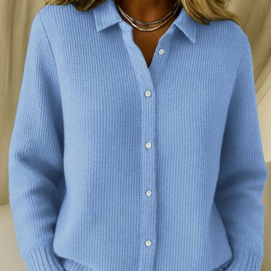 Casual Fashion Button Knitted Lapel Sweater For Women Long Sleeve Knitted Sweaters Tops Winter Jumper