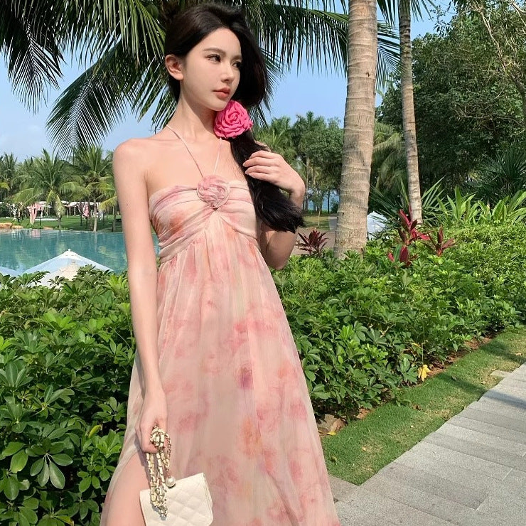 Halter Dress Women's Sexy Backless Yunnan Travel Wear