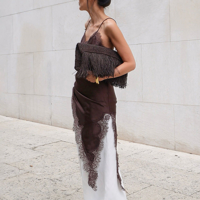 Lace Split Inner Wear Dress Design Temperament