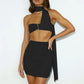 New Bustier Two-piece Female Sense Of Hot Fashion Backless Pleated Package Hip Short Skirt Set