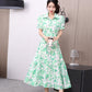 Floral Lapel Loose Fitting Short Sleeve Dress