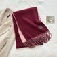 Thickened Double-sided Two-tone Wool Scarf Versatile Solid-color Tassel Shawl For Warmth And Style