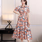 Floral Lapel Loose Fitting Short Sleeve Dress
