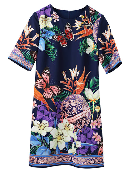 Summer Temperament Goddess Fan Clothes Ladies Floral Loose And Thin Fashion Dress