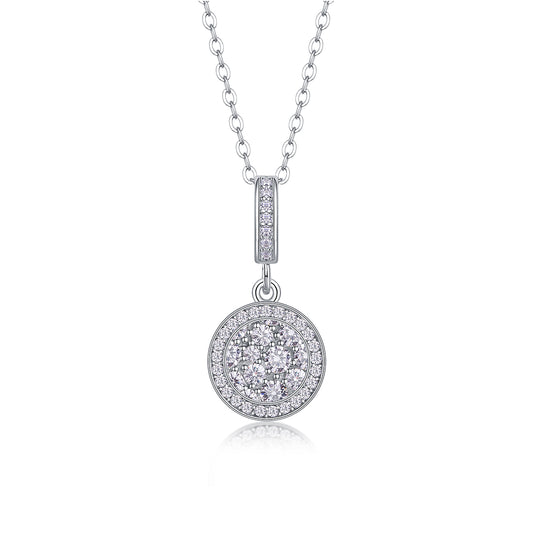 Double Ring Combination - Set With Top-quality Moissanite Fashionable Light Luxury Jewelry Silver Pendant Necklace S925 Silver Electroplated Platinum