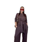 New Casual Fashion Tops Lace-up Waist Trimming Loose Trousers Suit