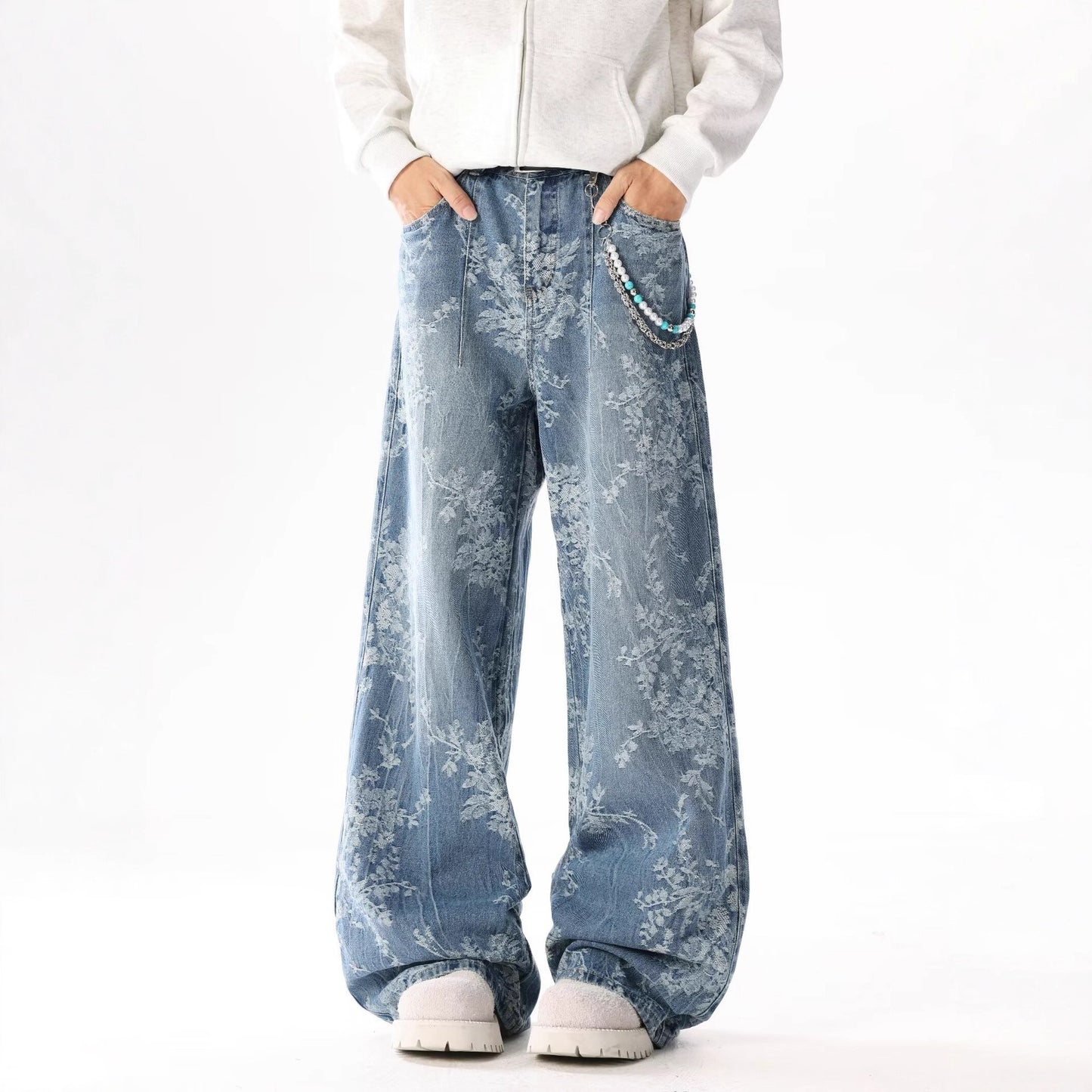 High-waisted, Loose-fitting Wide-leg Pants With A Retro Straight Cut