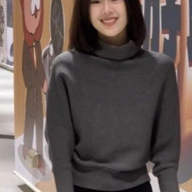French Semi-high Neck Women's Thick Lazy Style Inner Wear Knitted Sweater