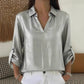 Loose-fit Womens Gold-foil V-neck T-shirt With Pocket