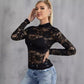 Fashionable All-match Lace Slimming Outside Wear T-shirt Long Sleeve