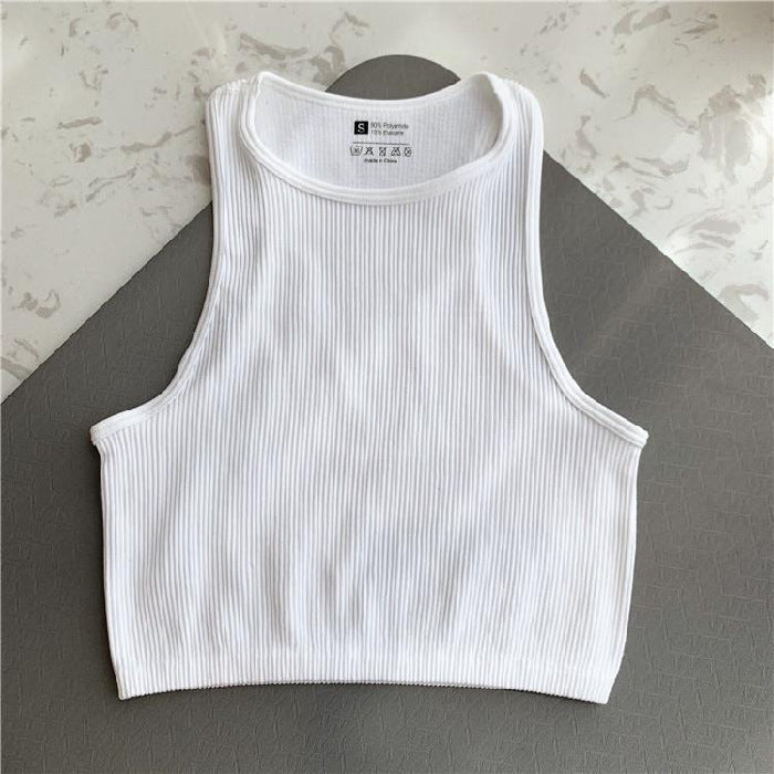 Solid Color Sleeveless Vest Women's Summer High Waist Short Navel Fitness Running Yoga Clothes