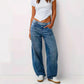 Summer Thin, Loose-fit, Mid-rise, Figure-flattering Wide-leg Denim Jeans For Pear-shaped Figures
