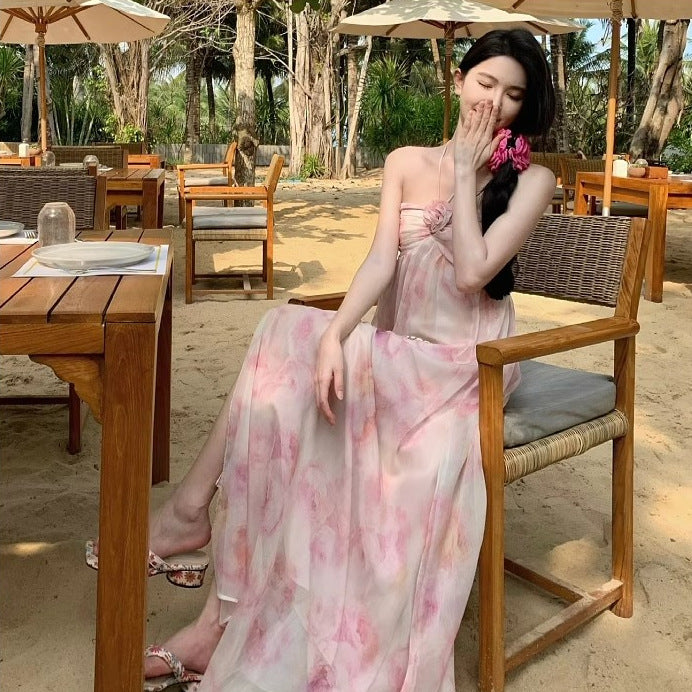 Halter Dress Women's Sexy Backless Yunnan Travel Wear