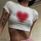 New Summer Women's Clothes DIY Printing Love Heart English Cropped T-shirt