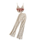 Travel Holiday Style Women's V-neck Tassel Suspender Tube Top Two-piece Set