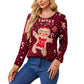 Casual Christmas Sweater For Women With Gingerbread Man Design