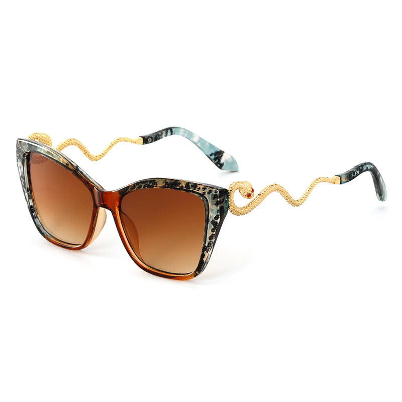 Retro Snake Temple Metal Cat Eye Party Sunglasses