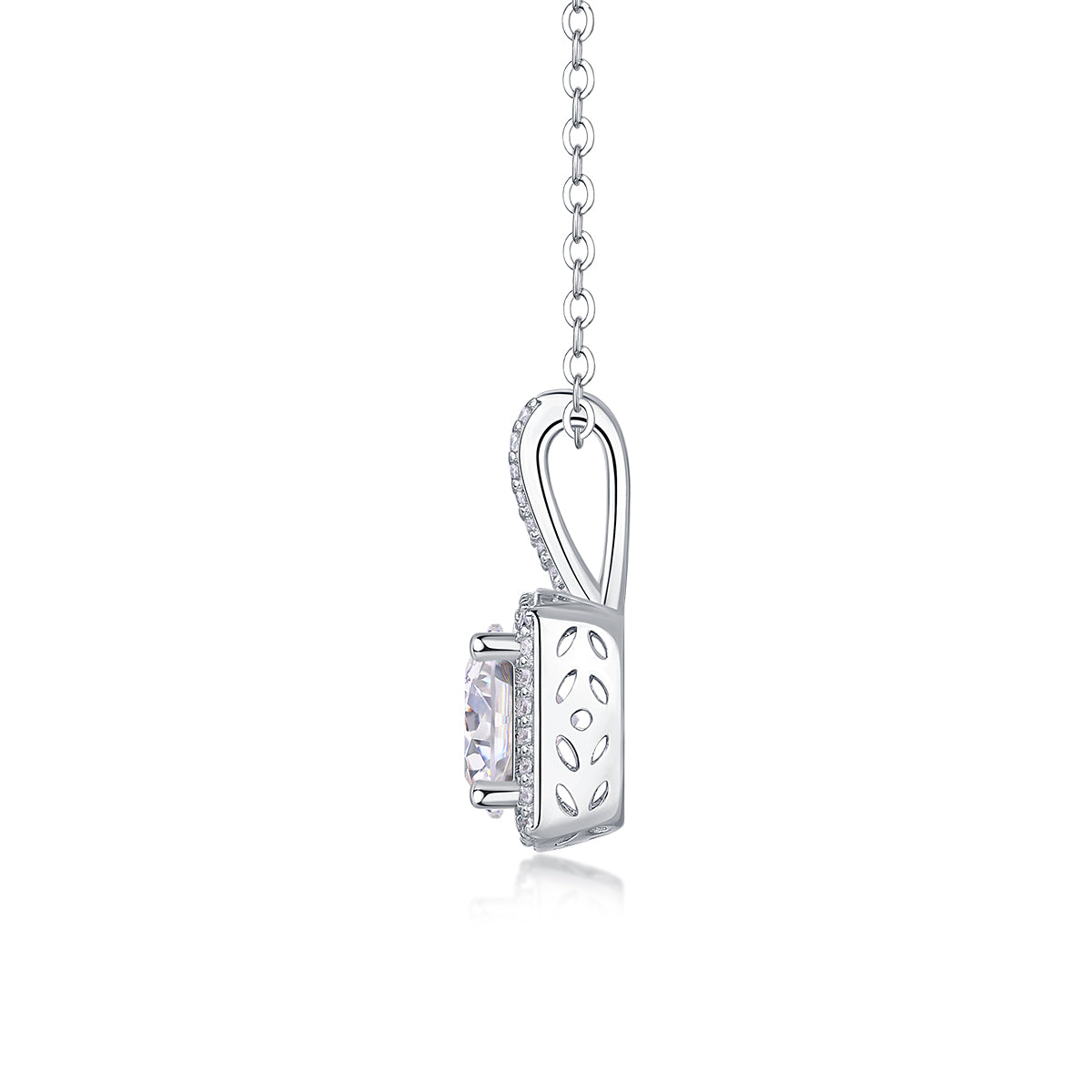 Small Square Diamond - Set With Top-quality Moissanite, Fashionable And Light Luxury Jewelry, Silver Pendant Necklace S925, Silver-plated Platinum