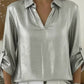 Loose-fit Womens Gold-foil V-neck T-shirt With Pocket