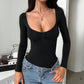 European And American-style Slim-fit Solid-color Women's Tops
