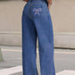 Bow-knot Embroidered Trendy Loose-fit Casual Jeans