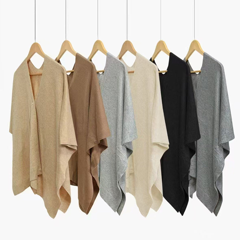 Blouse Travel Pure Color All-matching Cloak Fashionable Knitted Cardigan