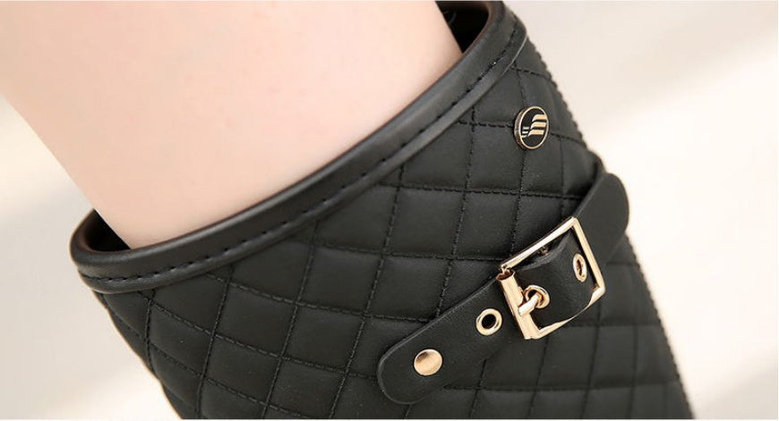 Wear-resistant Thick Warm Women's Checked Rain Boots