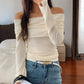 Casual Vacation Style Tube Top Long Sleeve T-shirt Women's Tops