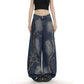 Women's High Waist Ripped Jeans Slim Fit Wide Leg Floor-Length Pants