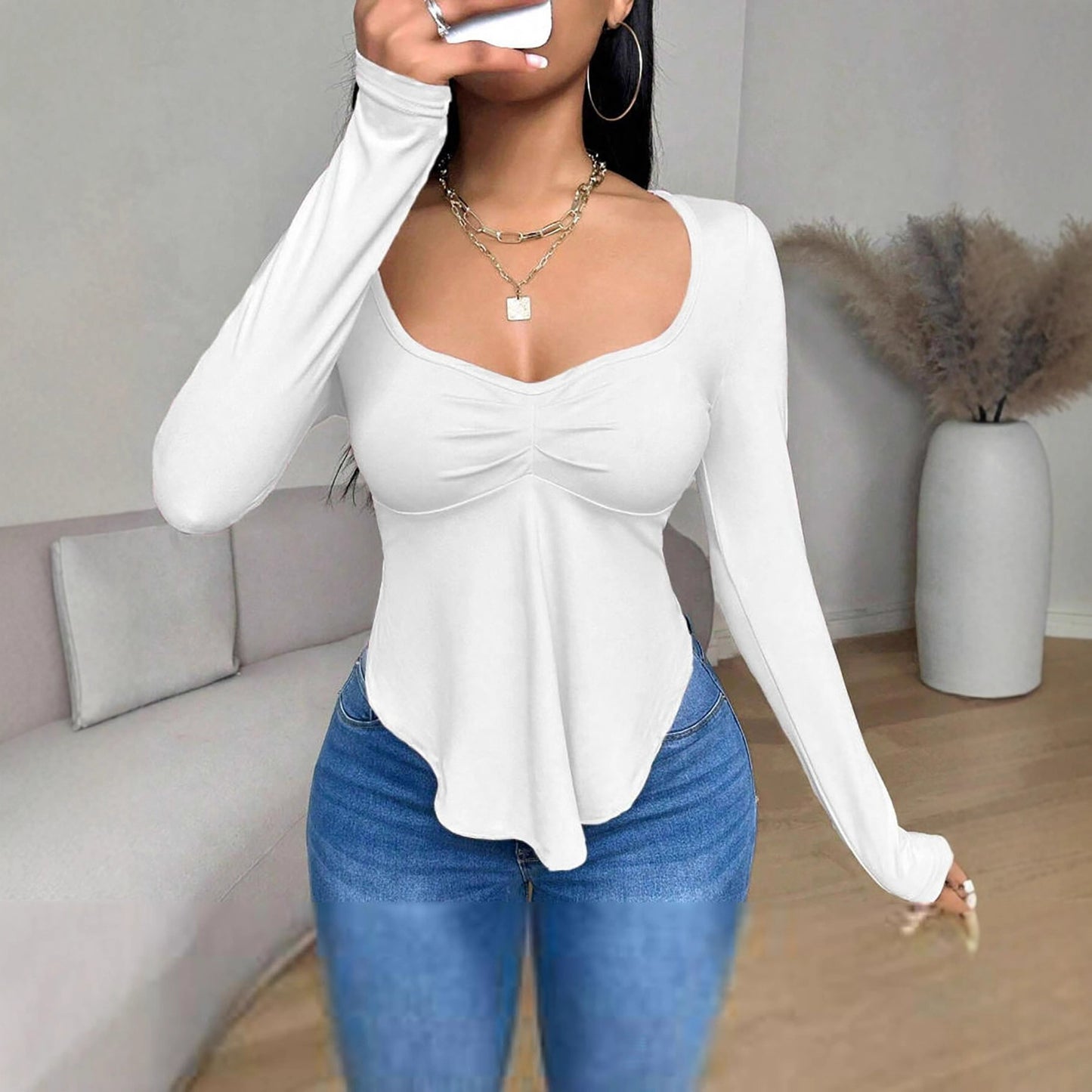 European And American Autumn And Winter Slim-fit Women's Tight Tops