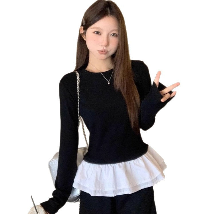 Women's Design Sense Slim Fit Round Neck Bottoming Tops