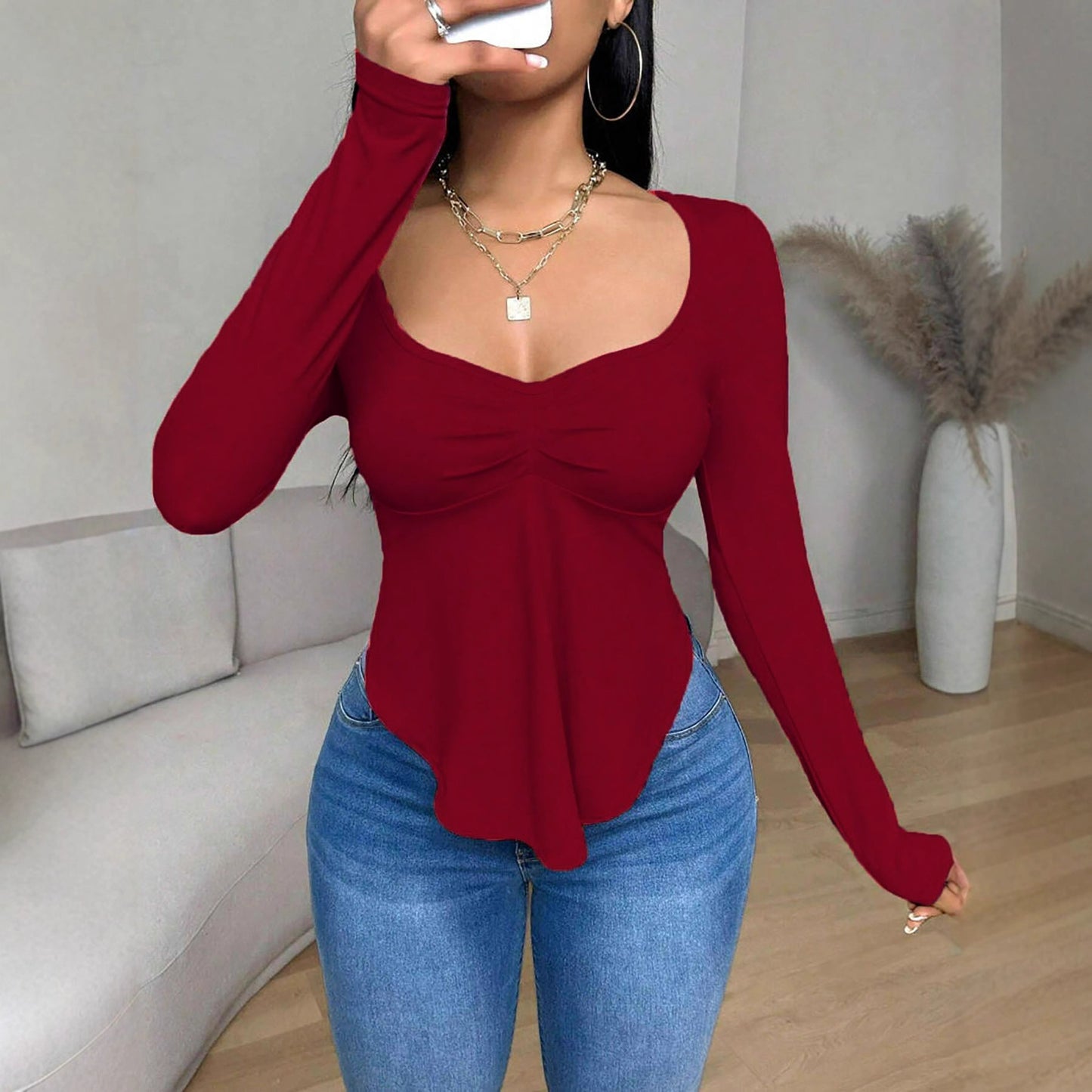 European And American Autumn And Winter Slim-fit Women's Tight Tops