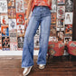 Retro Wide-leg Denim Jeans For Women
