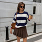 Versatile Knit Striped Shirt Sweater Women's Wear