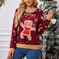 Casual Christmas Sweater For Women With Gingerbread Man Design