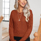 Womens Retro Cable-Knit Long-Sleeve Knitted Pullover Sweater