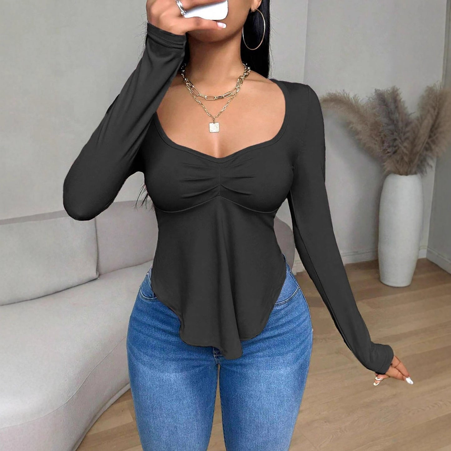 European And American Autumn And Winter Slim-fit Women's Tight Tops