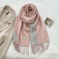 Thickened Double-sided Two-tone Wool Scarf Versatile Solid-color Tassel Shawl For Warmth And Style