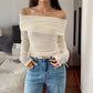 Casual Vacation Style Tube Top Long Sleeve T-shirt Women's Tops