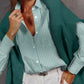 Women's Plus Size Striped Work Casual Long Sleeve Shirt