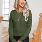 Womens Retro Cable-Knit Long-Sleeve Knitted Pullover Sweater