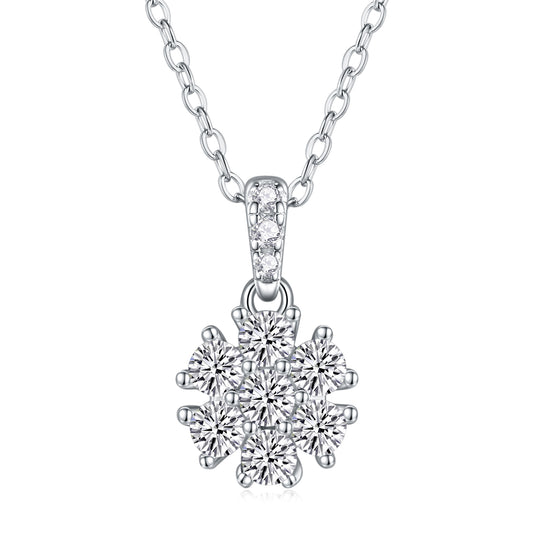Snowflake Dance - A Fashionable And Light Luxury Jewelry Pendant Necklace Set With Top-quality Moissanite, S925 Silver Plated Platinum