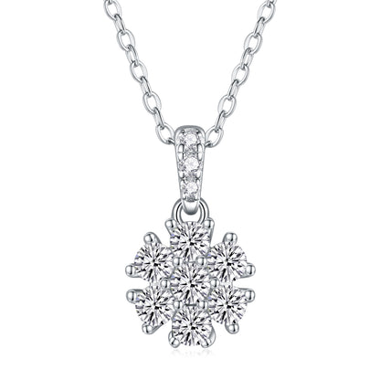 Snowflake Dance - A Fashionable And Light Luxury Jewelry Pendant Necklace Set With Top-quality Moissanite, S925 Silver Plated Platinum